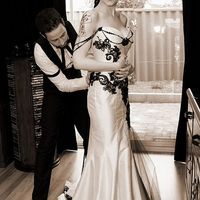 Vintage Gothic Black and White Wedding Dresses Mermaid Appliques Bridal Gowns,363 - Thumbnail 2