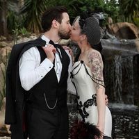 Vintage Gothic Black and White Wedding Dresses Mermaid Appliques Bridal Gowns,363 - Thumbnail 3