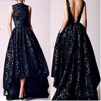 New sexy Prom Dress Backless Formal Women Party Gowns Lace Evening Dresses,black gown high low evening dress,365 - Thumbnail 1