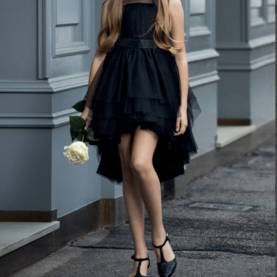 Custom-made black flower girl dresses,hi-lo halter girl dresses,372 - Thumbnail 3