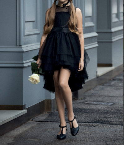 Custom-made Black Flower Girl Dresses,Hi-lo Halter Girl Dresses,372