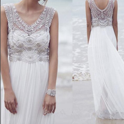 Beautiful wedding dresses a-line v-neck short train sexy bridal gown,373 - Thumbnail 5