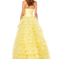 Beautiful Ball Gown Sweetheart Open Back Yellow Tulle Long Prom Dresses,Girls Junior Graduation Gown,Quinceanera Dresses - Thumbnail 1
