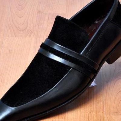 Men's black chukka penny loafers leather suede shoes  - Thumbnail 3