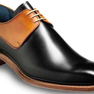 Handmade black & tan leather lace up shoes for men's - Thumbnail 3