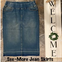 CLASSIC COMFORT VINTAGE WASH MID LENGTH DENIM SKIRT - Thumbnail 2