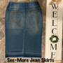 CLASSIC COMFORT VINTAGE WASH MID LENGTH DENIM SKIRT-3