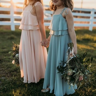 Spaghetti straps floor length flower girl dresses for wedding - Thumbnail 4