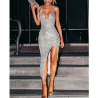 Fashion Women'S Split Sequin Dress - Thumbnail 2
