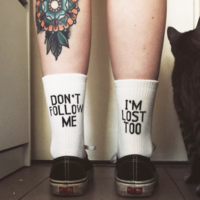 Free Shipping-2 PAIRS / DON`T FOLLOW ME I AM LOST TOO SOCKS - Thumbnail 2
