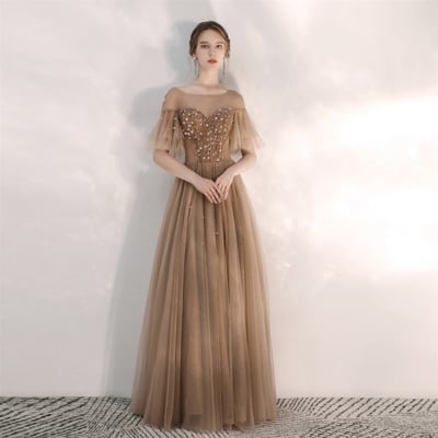 Elegant tulle sequins long prom gown - Thumbnail 5