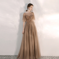 Elegant tulle sequins long prom gown - Thumbnail 2