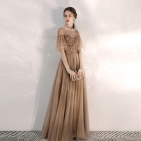 Elegant tulle sequins long prom gown - Thumbnail 3