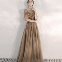 Elegant tulle sequins long prom gown - Thumbnail 4