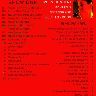 Prince live at the montreux jazz festival, switzerland 07.18.2009 dvd