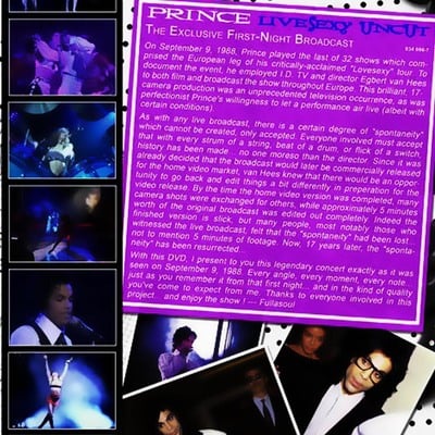 Prince live at the westfalenhalle, in dortmund, germany 04.09.1988 dvd
