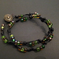 Glass beads and leather necklace - Thumbnail 2