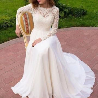 Elegant sweep train wedding dresses with sash  - Thumbnail 3
