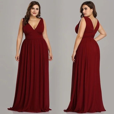 Plus size v neck bridesmaid dresses for wedding party - Thumbnail 3
