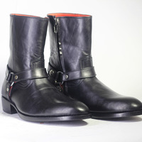 Men's Handmade Ankle High Black Madrid Straps Leather Boot - Thumbnail 3
