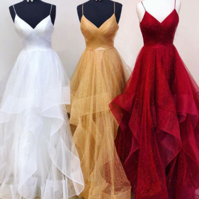 Sexy v neck white/dark beige/burgundy organza prom dresses,evening dress - Thumbnail 5