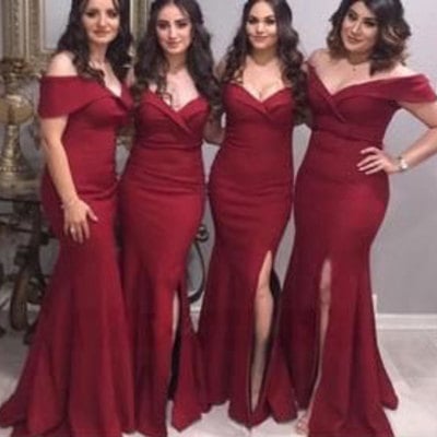 Off the shouler mermaid bridesmaid dresses for wedding party - Thumbnail 3