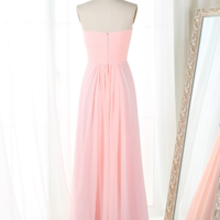 Simple A-Line Floor-Length Pink Chiffon Bridesmaid Dress,Prom Dress - Thumbnail 1