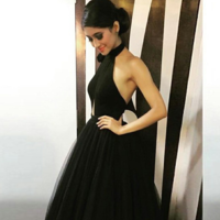 Halter A-Line Backless Sexy Black Tulle Prom Dress,Evening Dress - Thumbnail 1