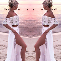 2020 Off-the-Shoulder Prom Dress,White Prom Dresses,Long Party Dress,Two Piece Prom Dresses,380 - Thumbnail 1