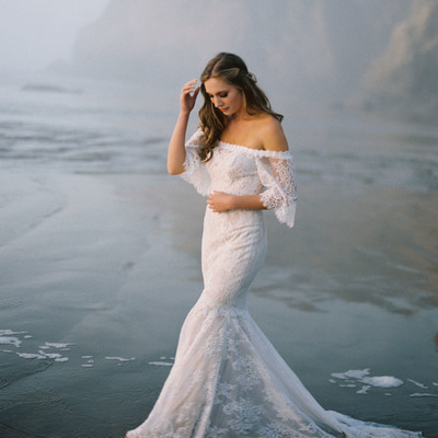 Sexy bohemian mermaid wedding dress, lace boho wedding dress, strapless wedding dresses bridal dress, elegant wedding gown bridal gown,381 - Thumbnail 5