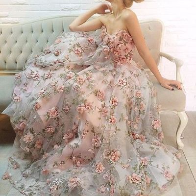 2019 pink flowers wedding dress, ball gown long wedding dresses, satin wedding gown bridal dress,392