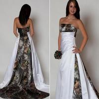 New Arrival Strapless Camo Wedding Dresses With Pleats A Line Sweep Train 2017 Bridal Gowns Wedding Dress Vestido De Novia,395 - Thumbnail 1