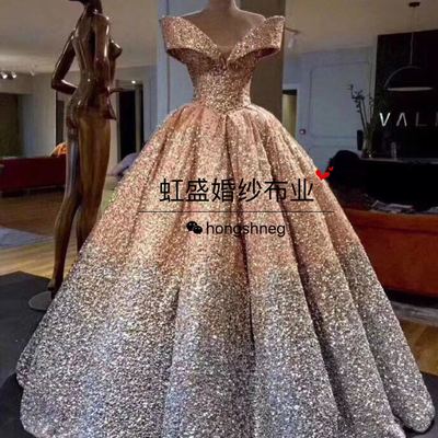 Gradient ball gown prom dresses sequins sequins lace evening formal gowns,401