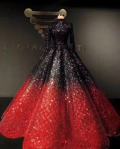 Gradient Ball Gown Prom Dresses Sequins Sequins Lace Evening Formal Gowns,401