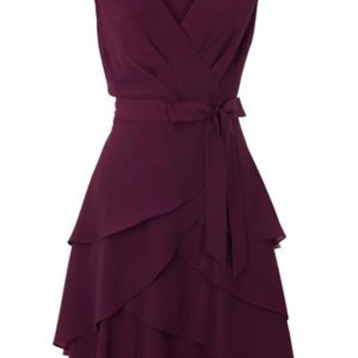 V-neck draping sash chiffion short prom dress,homecoming dress,403 - Thumbnail 4