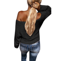 Long Sleeve Women'S Off Shoulder Sweater - Thumbnail 2