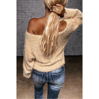 Long Sleeve Women'S Off Shoulder Sweater - Thumbnail 3