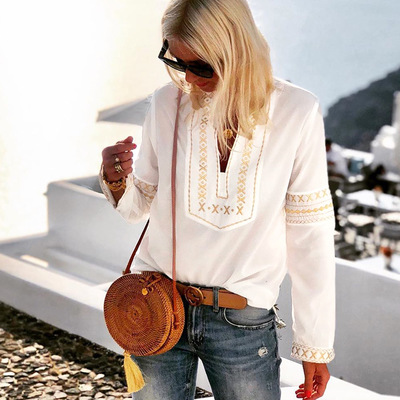 Fashion Printed Long-Sleeved High-Necked Shirt