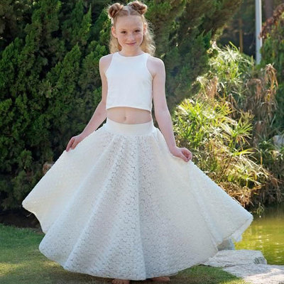Boho two piece flower girl dresses for wedding - Thumbnail 5