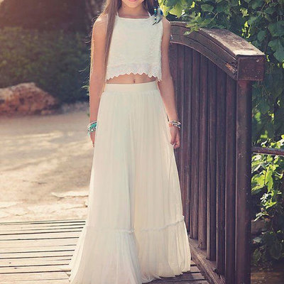 Boho 2 piece flower girl dresses for wedding - Thumbnail 4