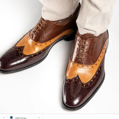 Men's handmade multi color wing tip brogue lace up leather shoes  - Thumbnail 2