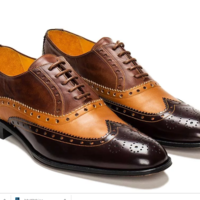 Men's Handmade Multi Color Wing Tip Brogue Lace Up Leather Shoes  - Thumbnail 1