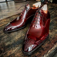 Magnificent Maroon Color Black Sole Superior Leather Lace Up Men Oxford Shoes - Thumbnail 3