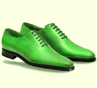 Men Genuine Premium Leather Oxford Green Color Plain Toe Formal Dress Shoes