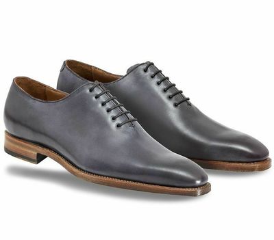 Gray Color Brown Sole Superior Leather Lace Up Men Oxford Handmade Formal Shoes