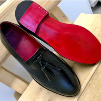 Handmade men black moccasin, dress slip on shoes men, leather shoes for men - Thumbnail 4