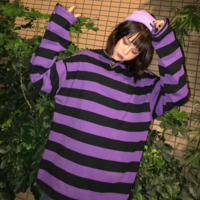 Free Shipping-VINTAGE PURPLE AND BLACK LONG SLEEVE TEE - Thumbnail 2