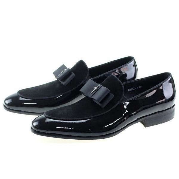  Handmade New Genuine Patent Leather Men Wedding Black Dress Shoes Men's Banquet Loafers