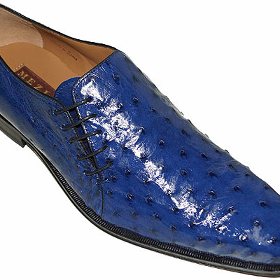 New handmade pure blue ostrich leather stylish lace up shoes for men's