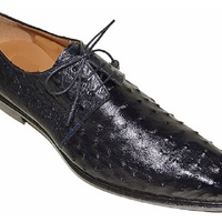 New Handmade Pure Black Ostrich Leather Stylish Lace up Shoes for Men's - Thumbnail 2